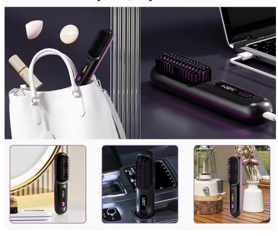 Cepillo Alisador Portátil Recargable por USB – Belleza sin Cables ni Frizz®