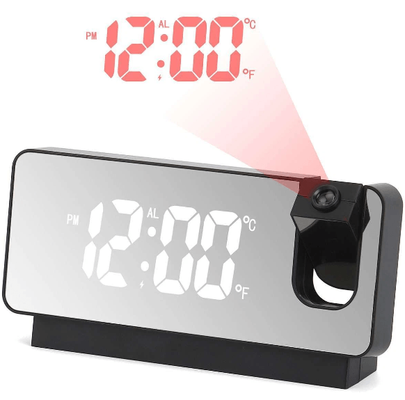 Despertador Inteligente Espejo LED Con Proyección Nocturna 180°®