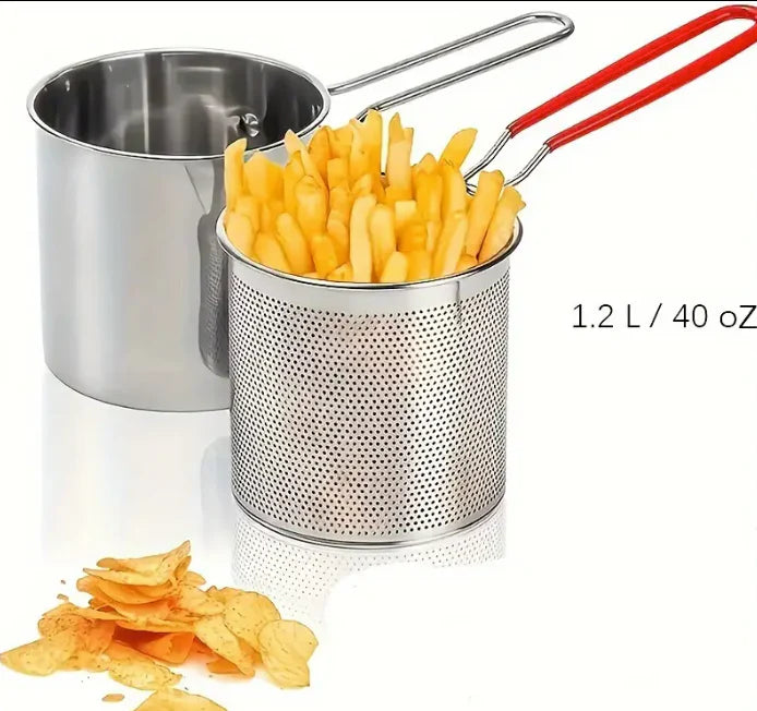 Mini Freidora de Acero Inoxidable con Canasta – Ideal para Porciones Pequeñas®