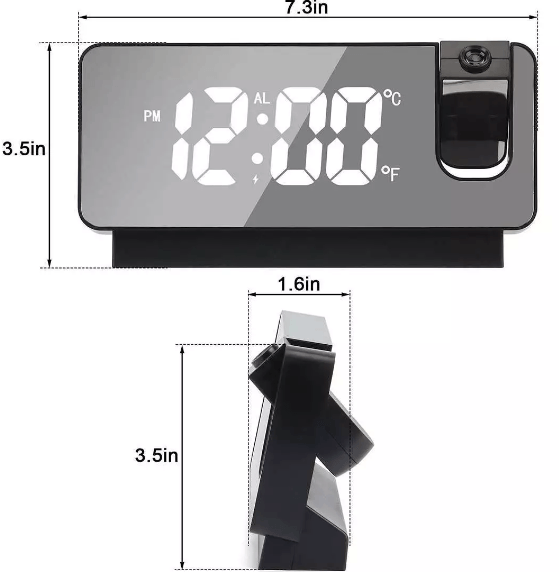 Despertador Inteligente Espejo LED Con Proyección Nocturna 180°®