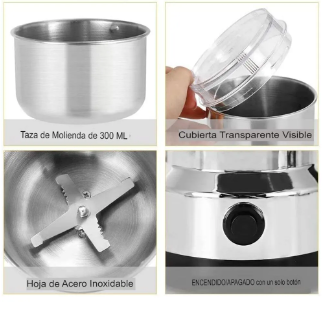 Molino Eléctrico De Café Y Especias En Acero Inoxidable Premium®