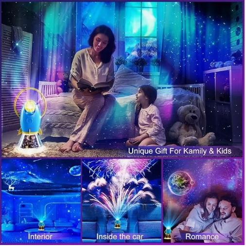 Cohete Proyector LED – Luz Relajante, Estrellas y Ambiente Mágico®