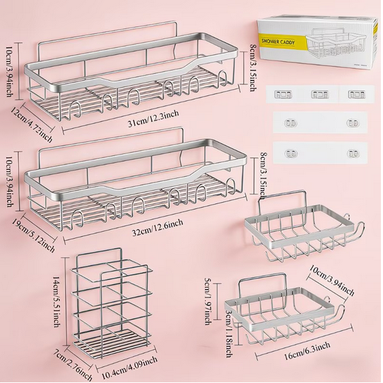 Organizador de Baño Negro en Metal – Set Completo 5 Piezas Moderno®