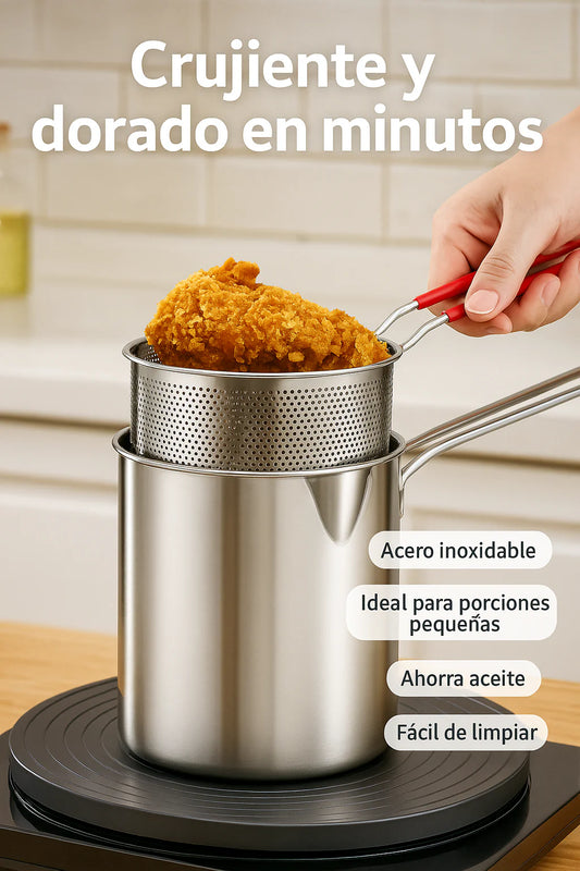Mini Freidora de Acero Inoxidable con Canasta – Ideal para Porciones Pequeñas®