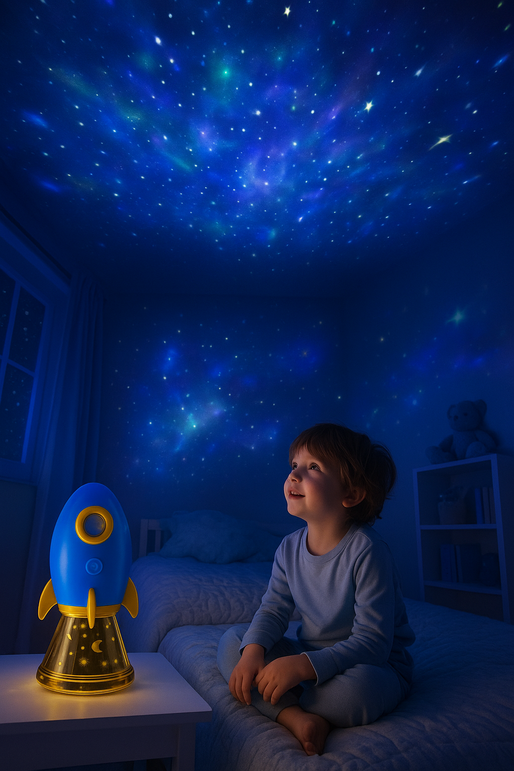 Cohete Proyector LED – Luz Relajante, Estrellas y Ambiente Mágico®