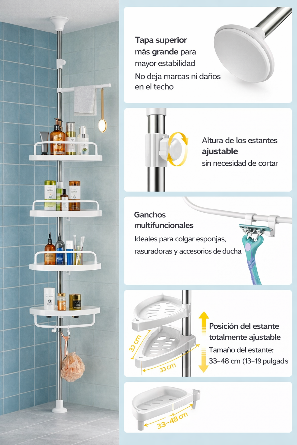 Organizador de Baño Esquinero | Aprovecha Cada Centímetro®