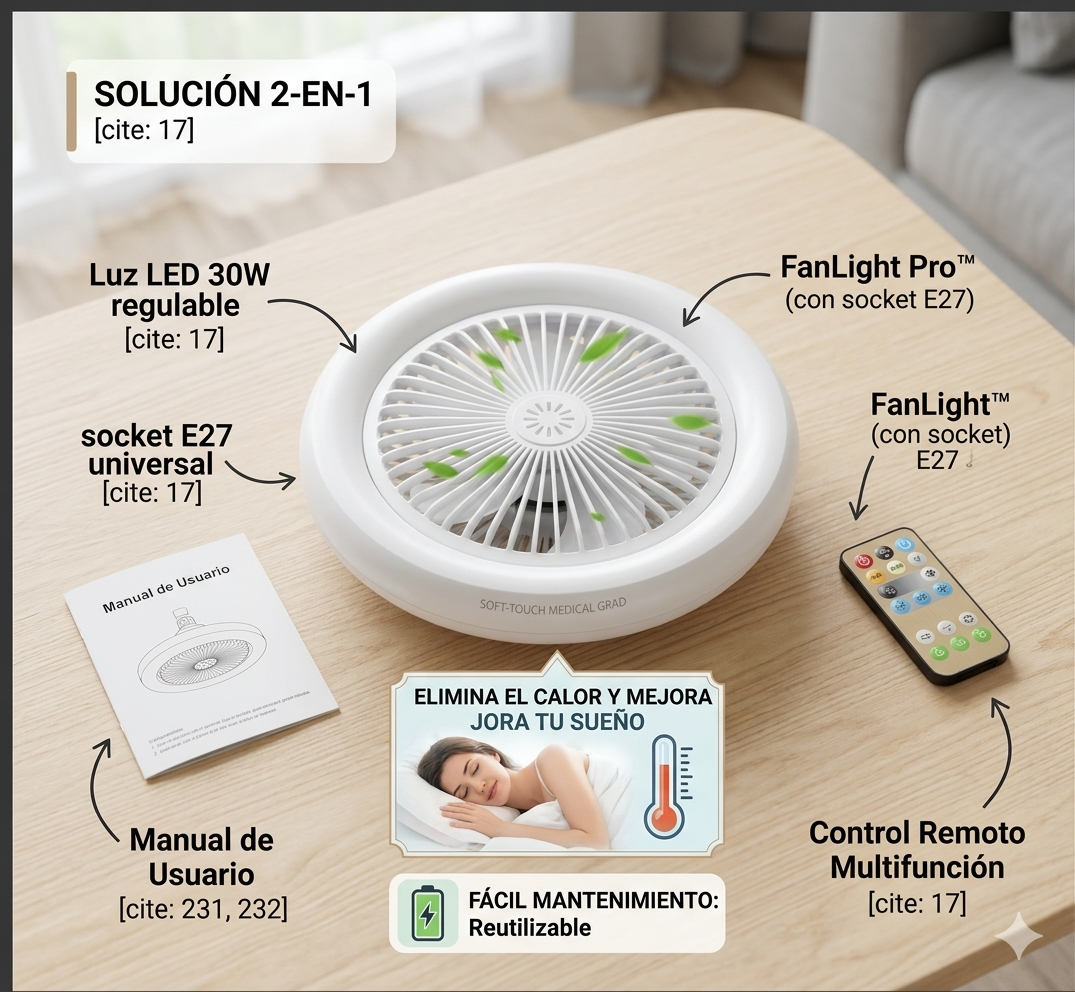 FanLight Pro™: Ventilador y Lámpara LED 2-en-1 con Control Remoto®