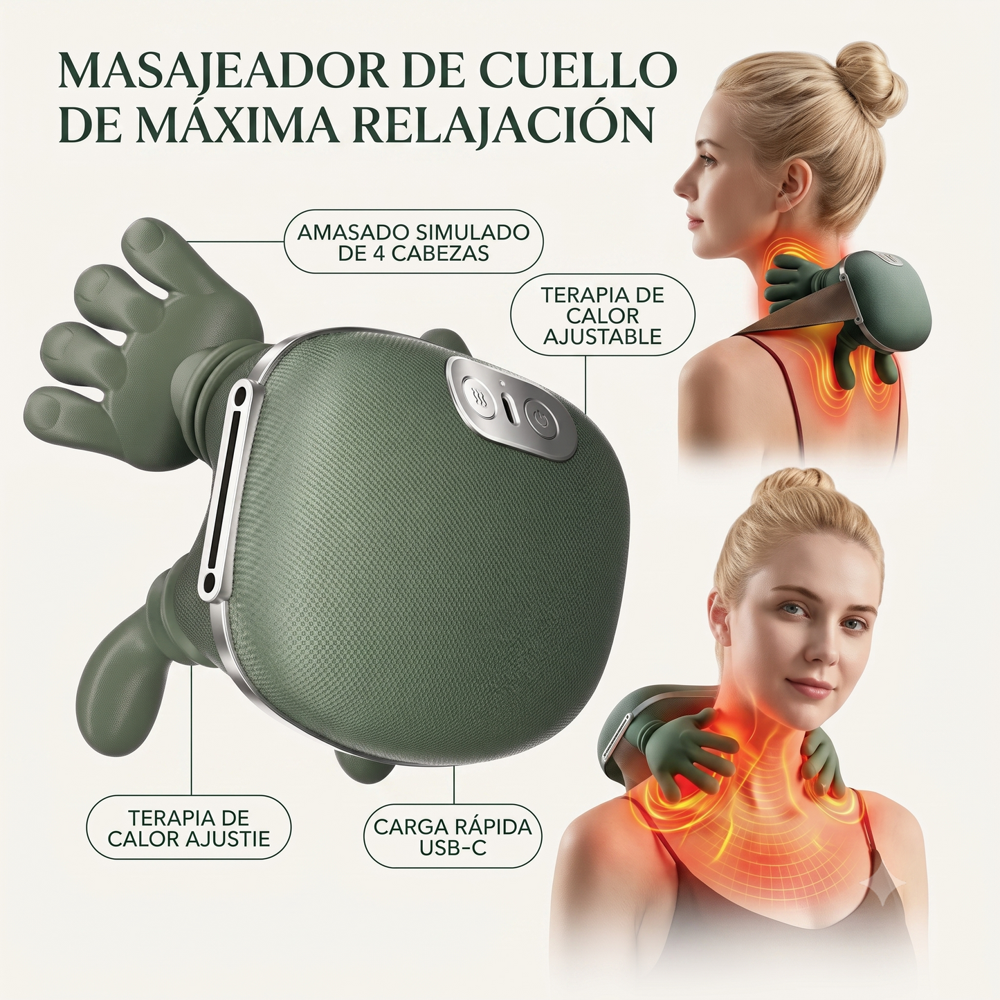 Masajeador Cervical Ergonómico 6D – Efecto Masaje Real®