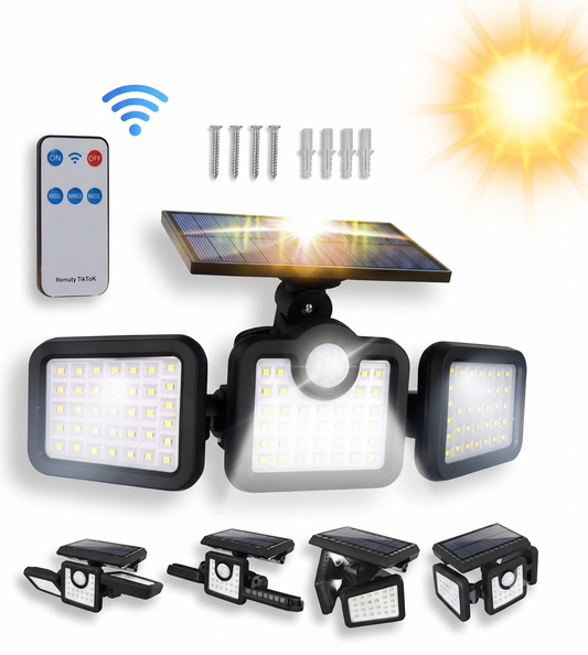 Reflector Solar LED Multidireccional – Iluminación de Seguridad Exterior sin Cables®