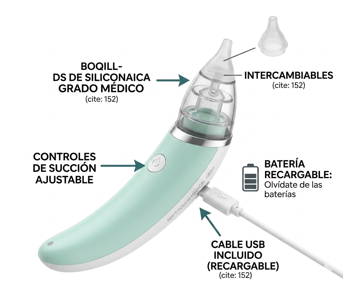 Aspirador Nasal Eléctrico para Bebé - Extractor Premium Recargable®