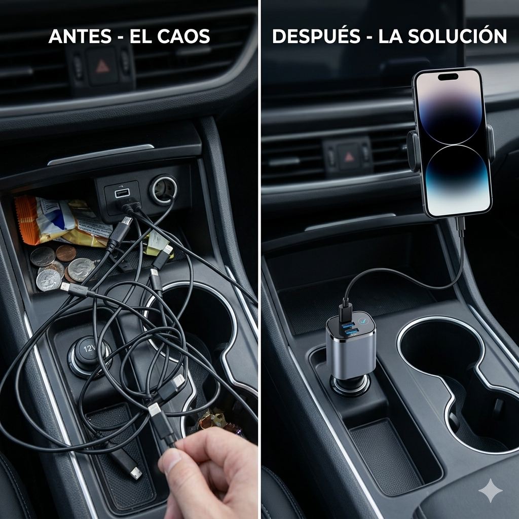 Cargador Inteligente 4 en 1: Mantén tu Vehículo Organizado ®