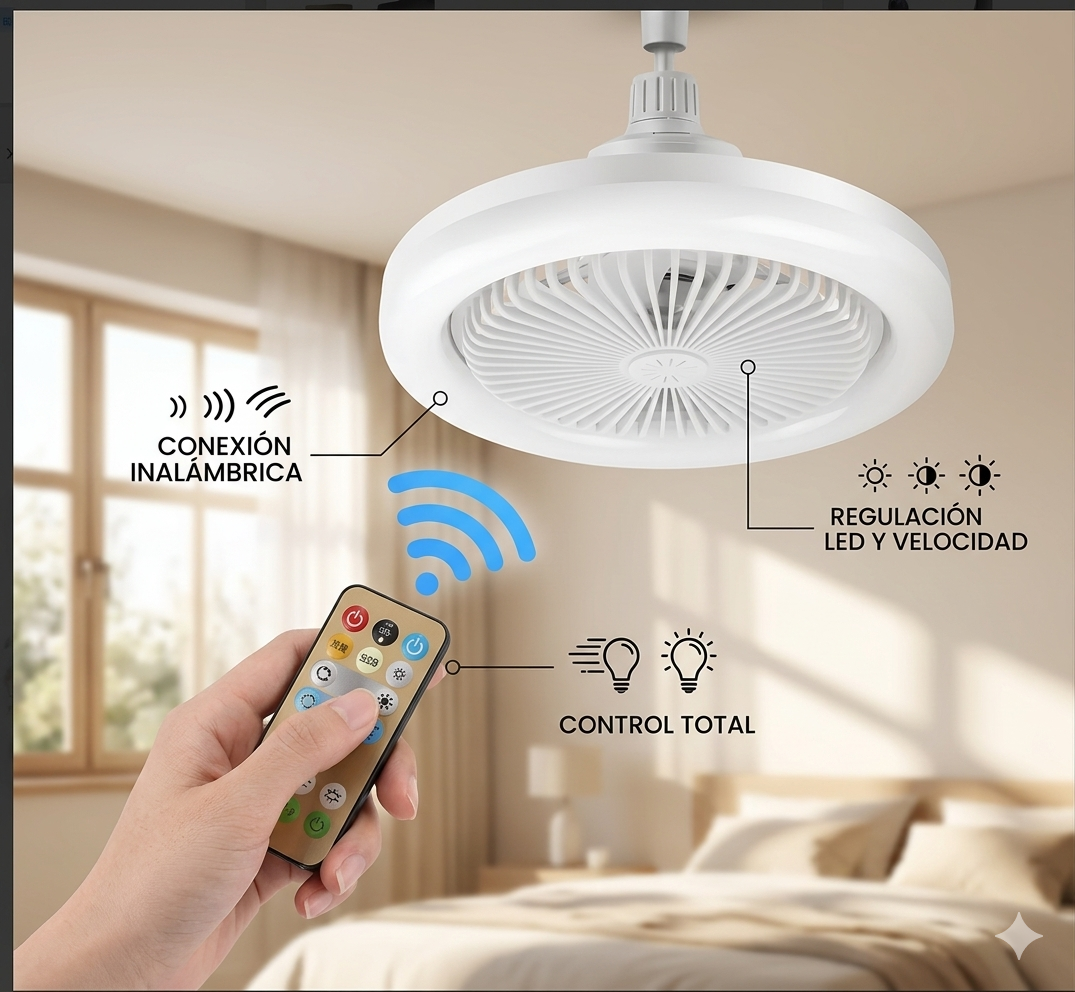 FanLight Pro™: Ventilador y Lámpara LED 2-en-1 con Control Remoto®