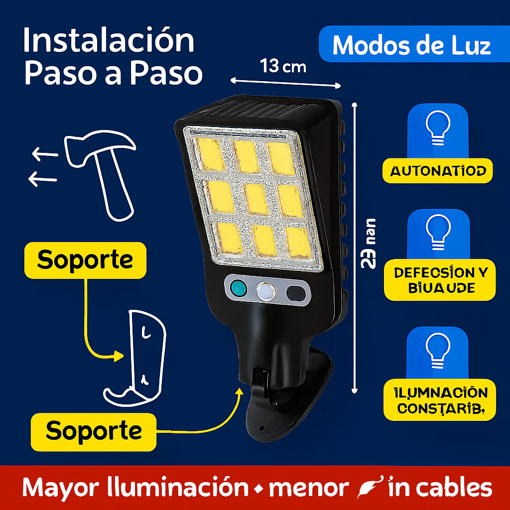 Lámpara solar LED con sensor de movimiento y control remoto®